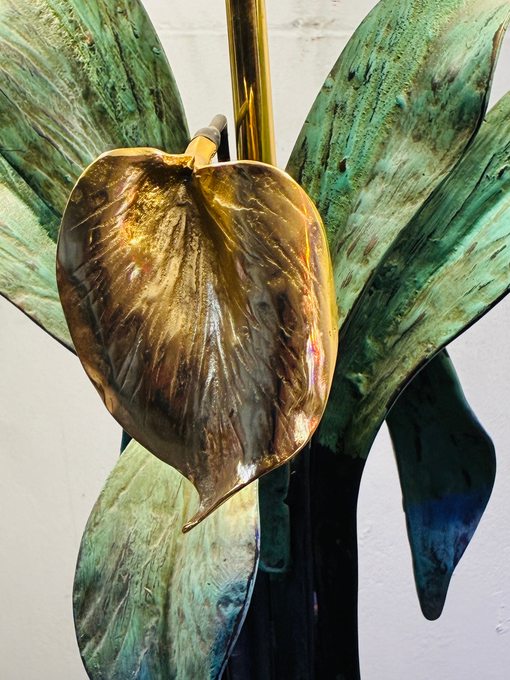 Lampe de Table Bronze – feuille doré à l’or fin Lanciotto Galeotti, Années1970