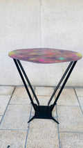 Table d'appoint « Chromatic Orbit » — Pièce unique, Street Art & Métal forgé