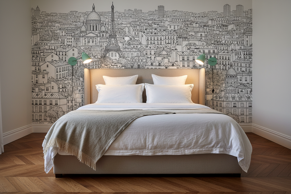 Appliques Céladon — Tête de lit Paris noir et blanc