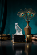 Chat en verre Art Déco - Marbre