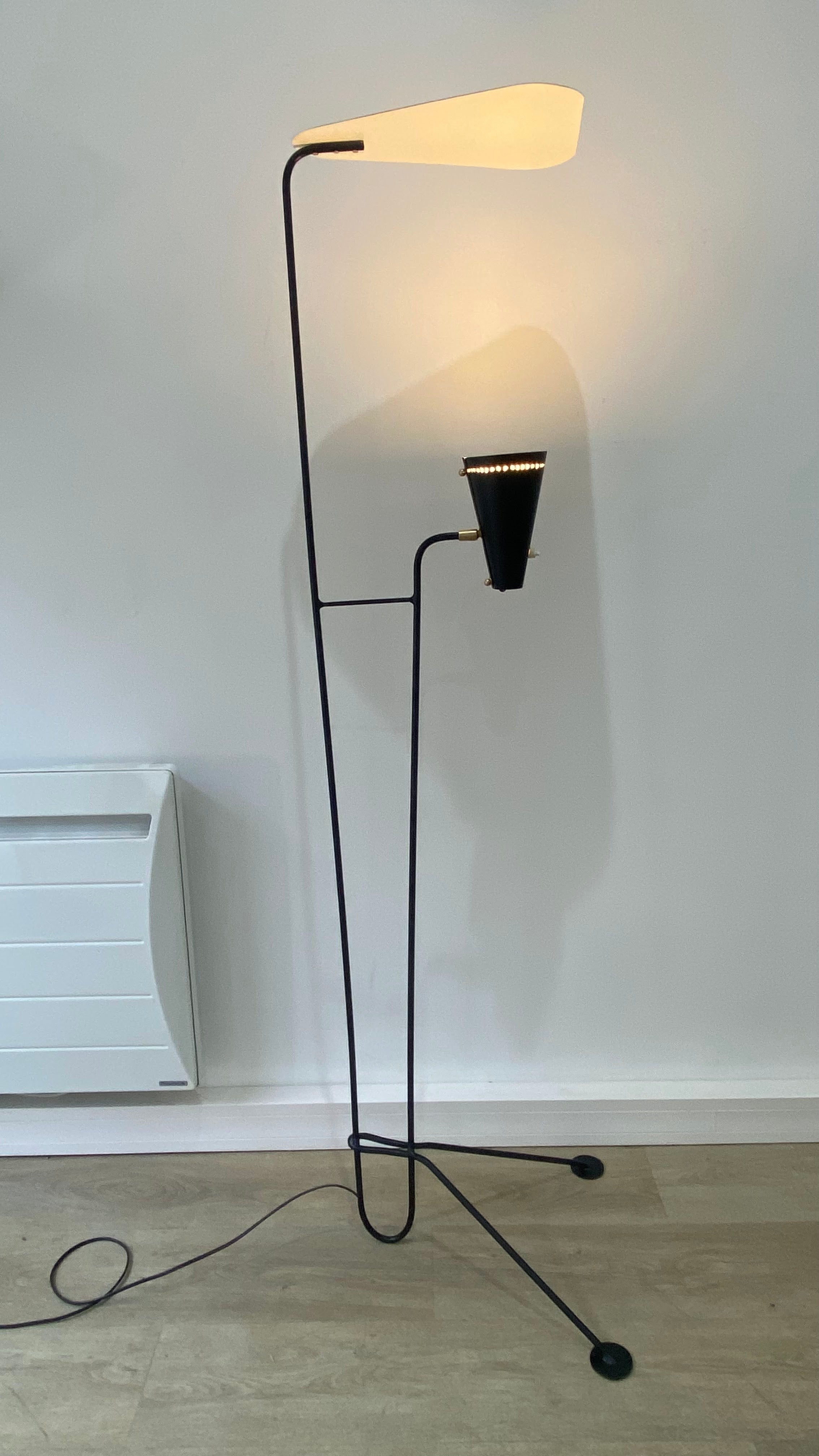 Lampadaire Double Source — Design Années 50 hauteur, tu peux indiquer