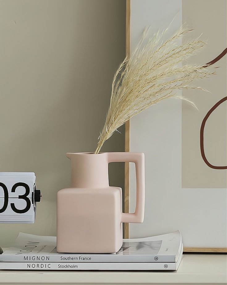 Handmade Ceramic Jug Pitcher Vase - Modern and Unique Decorative Centerpiece Vase