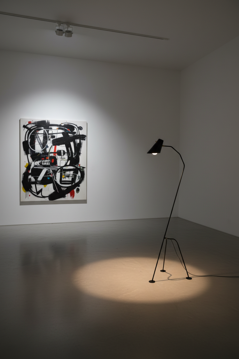 Lampadaire tripode zoomorphe — Design minimaliste années 50