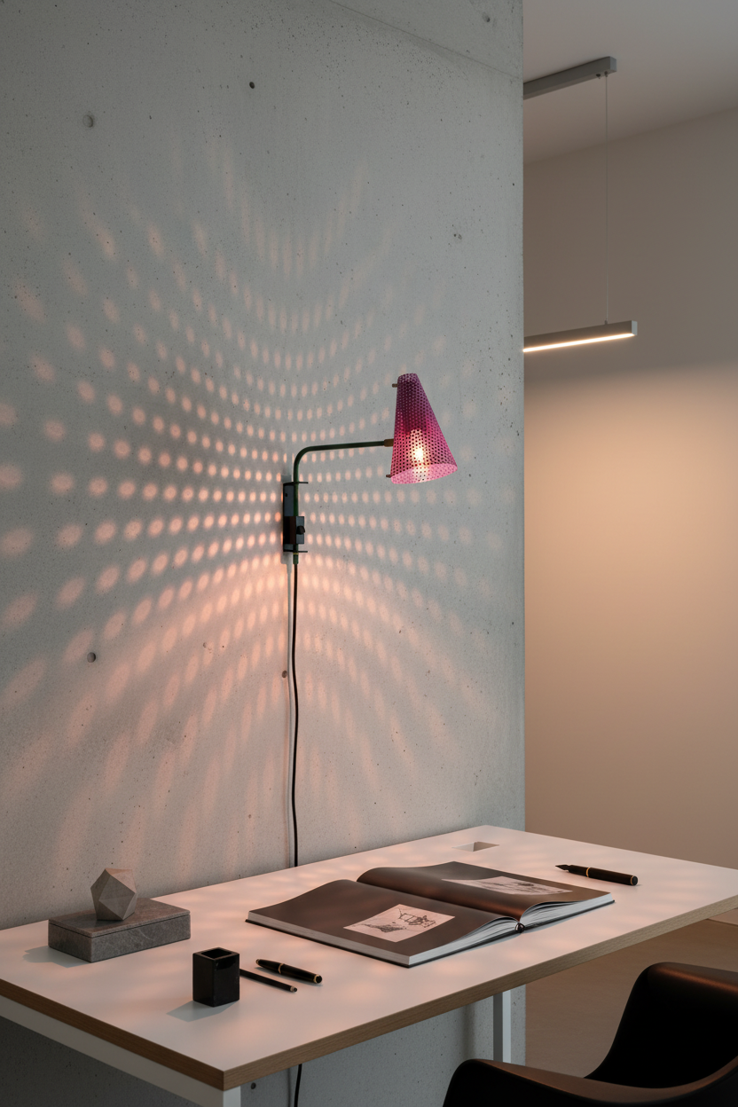 Lampe de Table Sculpturale — Inox, Aluminium & Fil Torsadé Doré