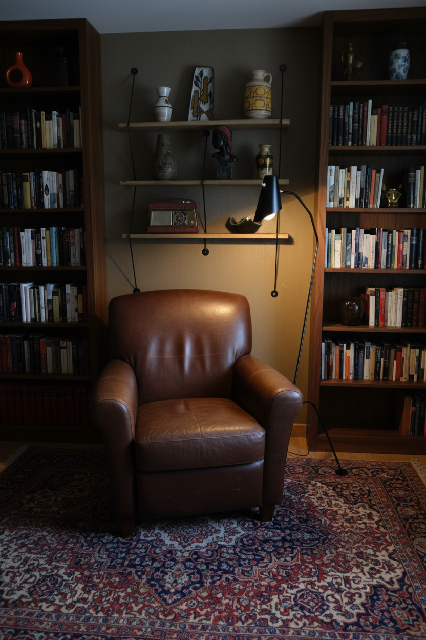Lampadaire tripode - bibliothèque
