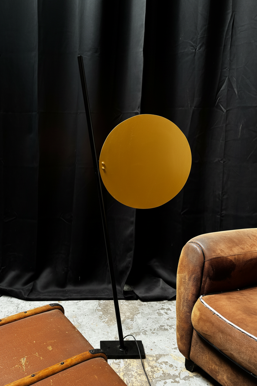 Lampadaire trois quarts — platine carrée noire