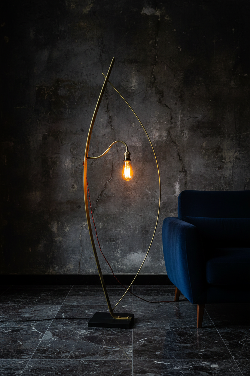 Luminaire laiton & acier — intérieur luxueux