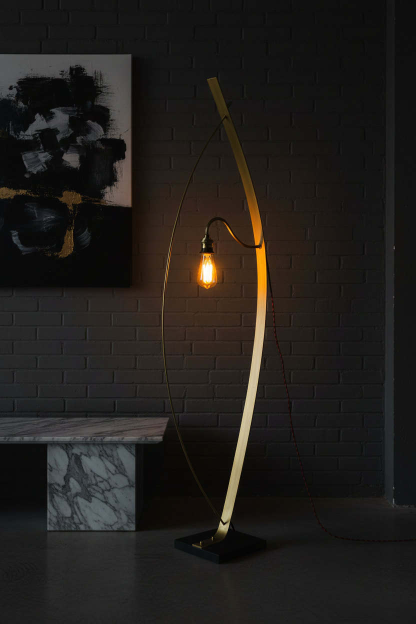 Luminaire laiton — loft industriel noir