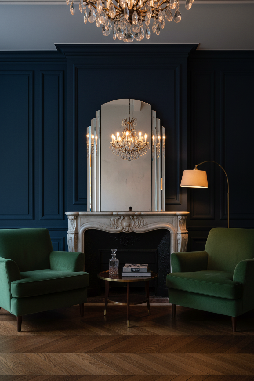 Miroir Art Déco - Décor Velours