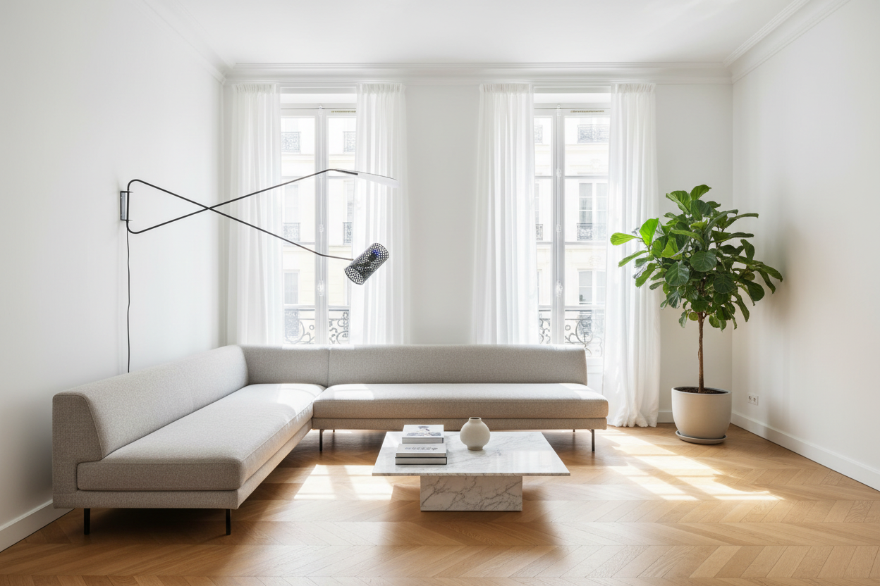 Potence orientée droite — grand appartement parisien