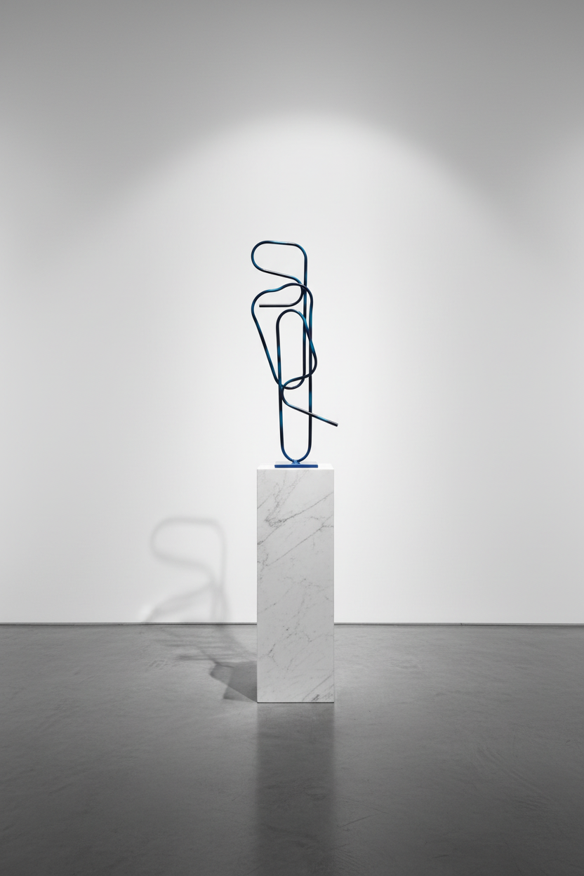 Arabesque — Sculpture en Acier Tubulaire Bleu