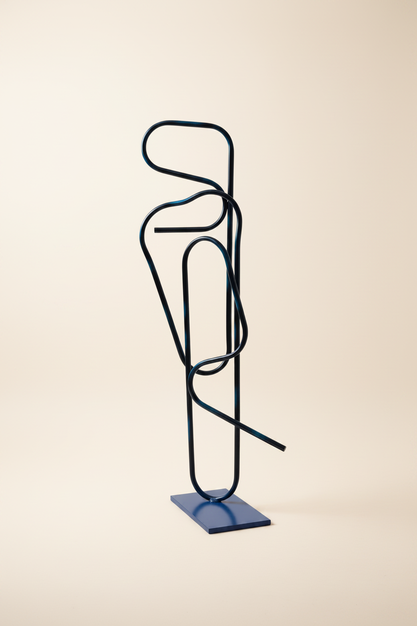 Arabesque — Sculpture en Acier Tubulaire Bleu