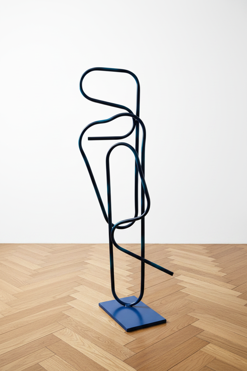 Arabesque — Sculpture en Acier Tubulaire Bleu