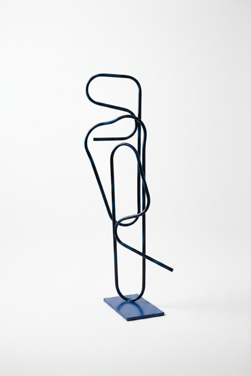 Arabesque — Sculpture en Acier Tubulaire Bleu
