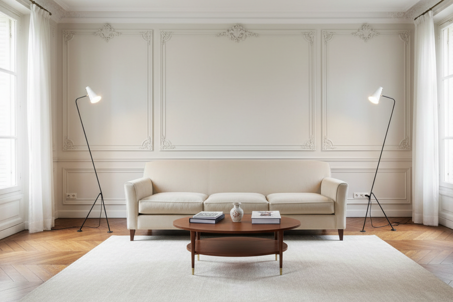 Vue de face - Lampadaires en bout de canapé